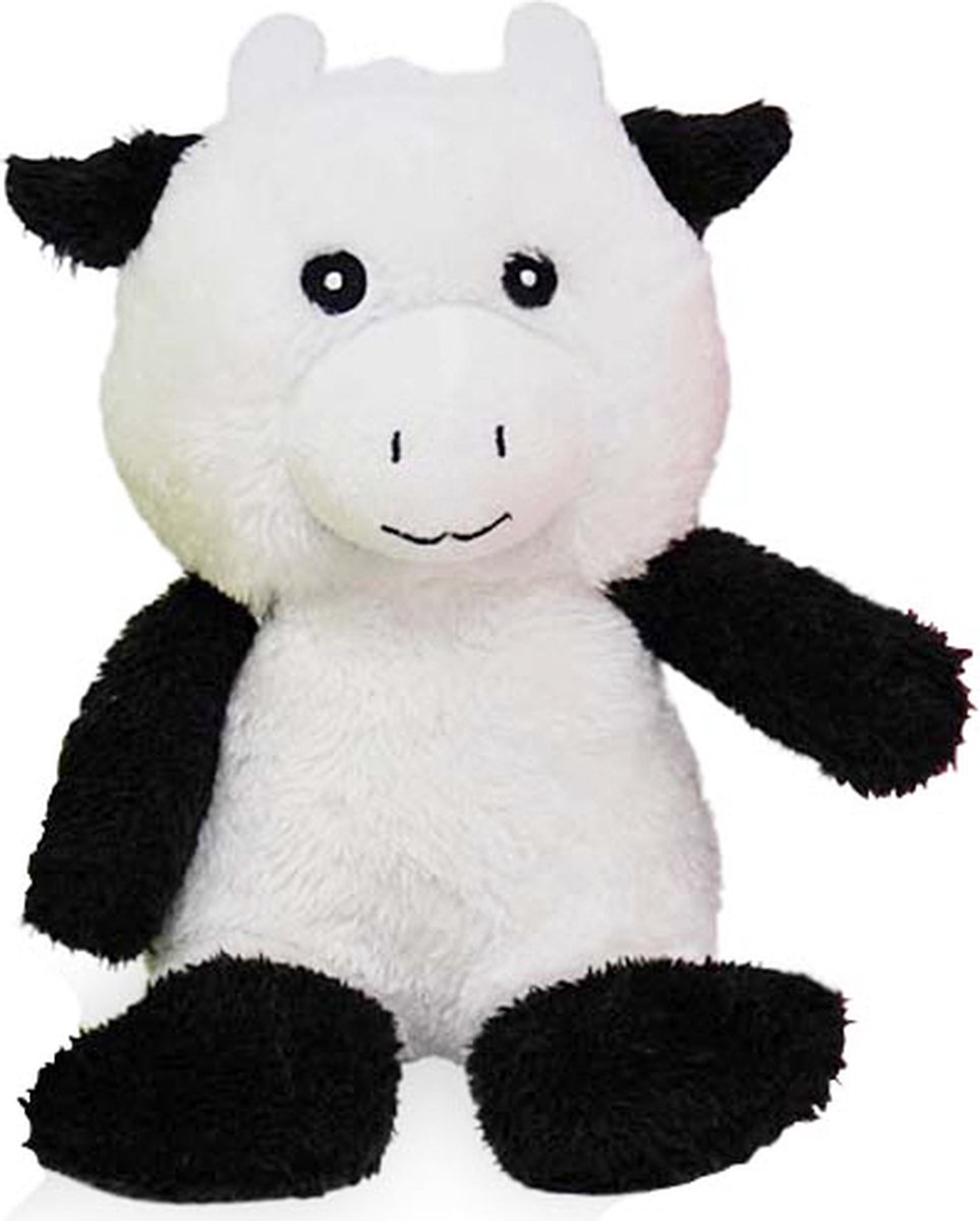 Koe (Wit/Zwart) Boerderij Pluche Knuffel 25 cm [Dieren Boerderij Knuffeldieren Knuffelbeesten | Speelgoed Knuffeldier Knuffelbeest voor kinderen jongens meisjes | - Varken - Kikker - Koe Cow Stier Bull - Eend